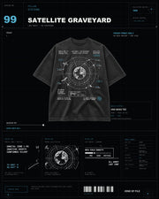 Satellite Graveyard Tee shadow SYSTEMS archive graphic tee with orbital debris and satellite linework