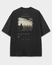 The Signal Tee Shadow back mockup with never-forgotten archive memory print