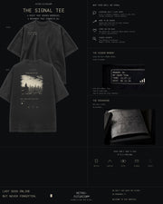 The Signal Tee concept board and archive card for Collection 001