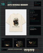 Auto Reverse Memory Tee MEMORIES archive card with cream tee product layout
