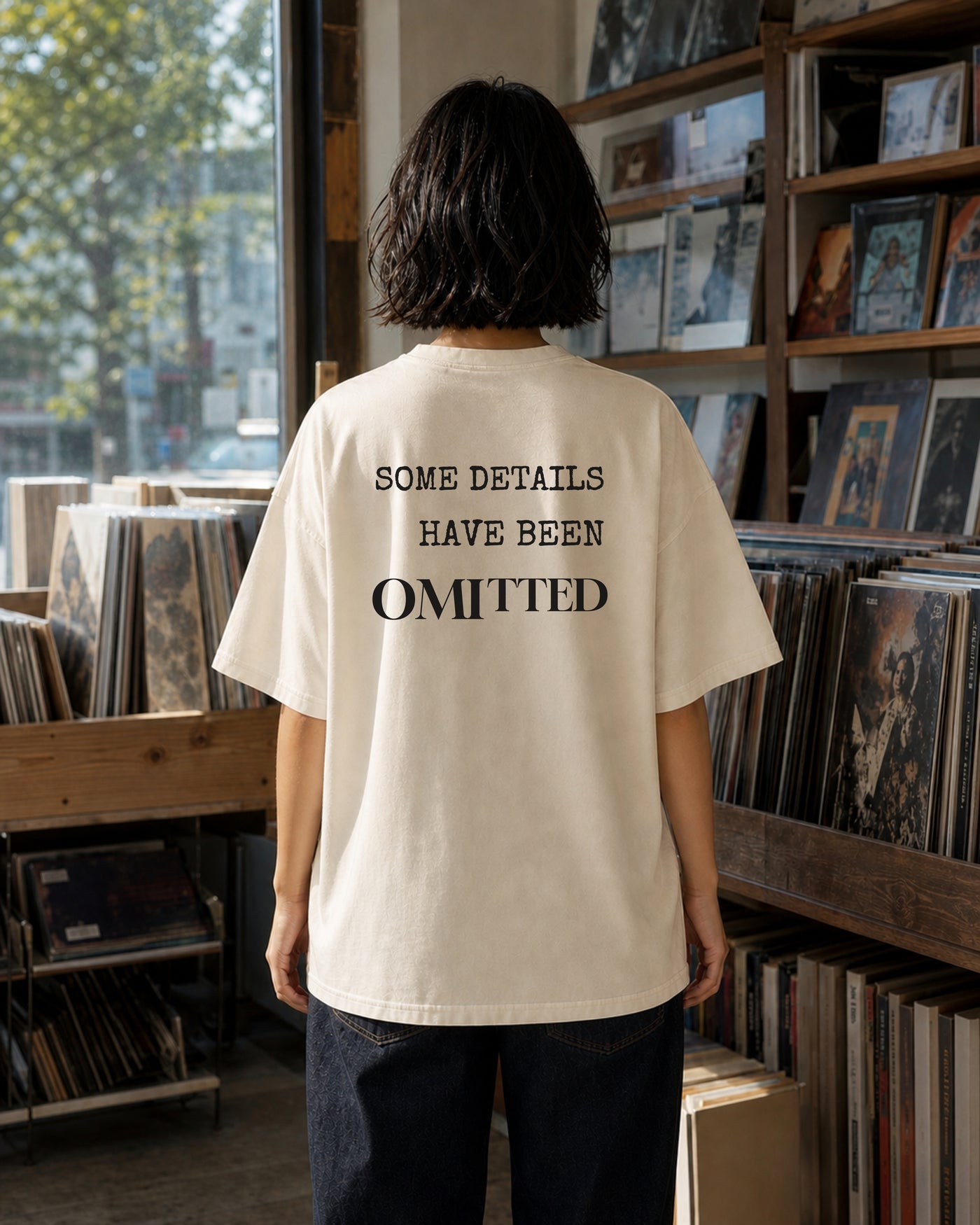 Details Omitted Tee rear model view in Cream