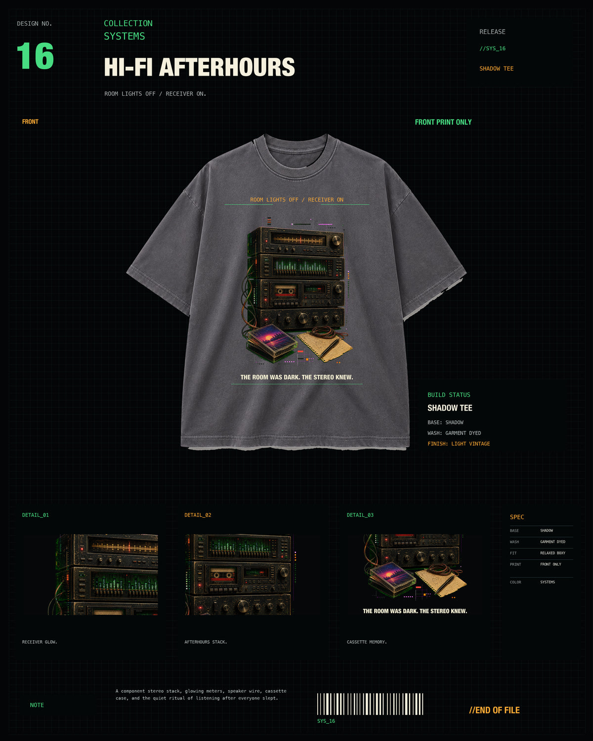 Hi-Fi Afterhours Tee SYSTEMS Shadow card media with corrected faded charcoal tee template