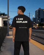 I Can Explain Tee rear model view in Black