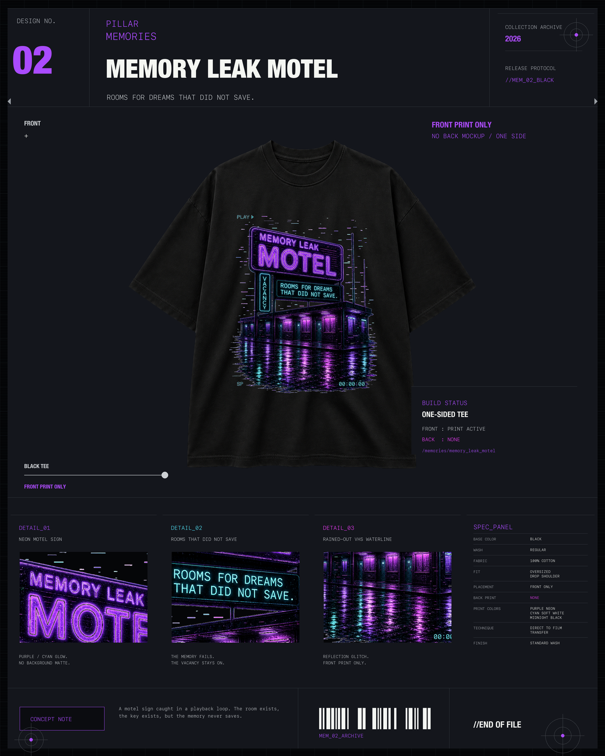 Memory Leak Motel Tee Black archive product card