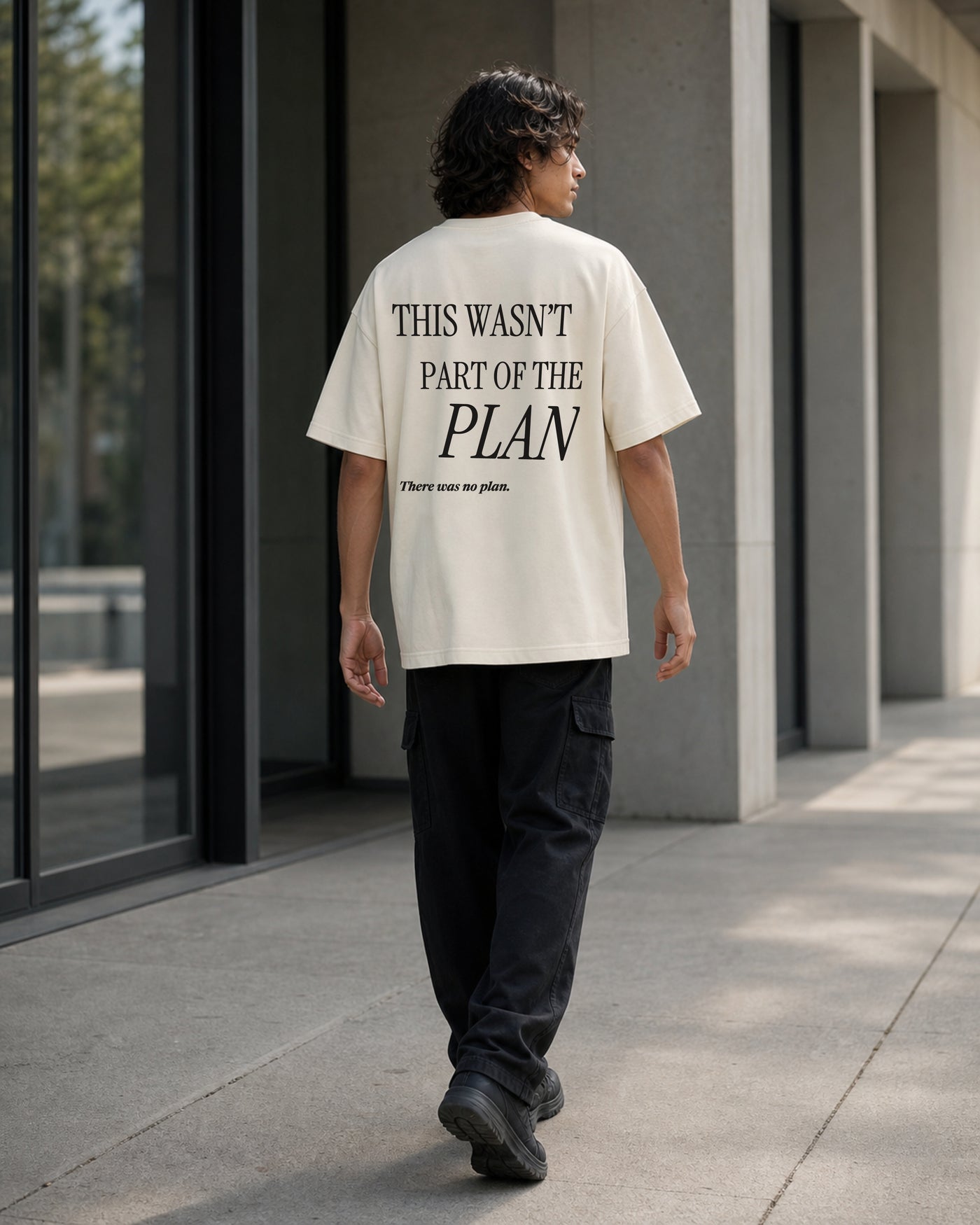 Not Part of the Plan Tee rear model view in Cream
