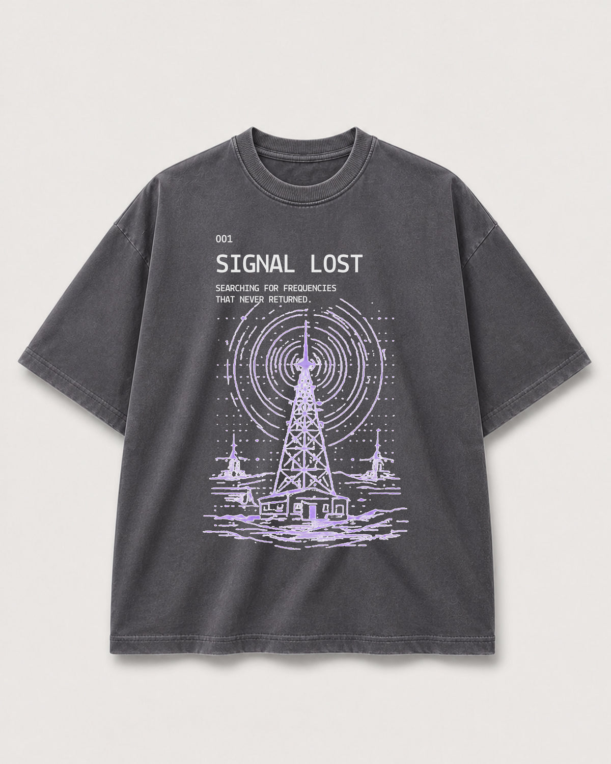 Signal Lost Tee SYSTEMS Shadow front media with corrected faded charcoal tee template
