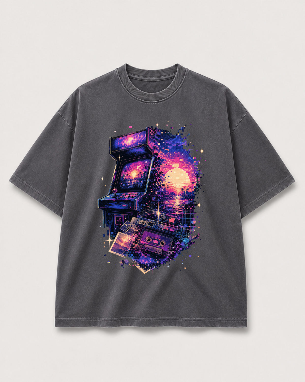 Soft Reset Club Tee MEMORIES Shadow front media with corrected faded charcoal tee template